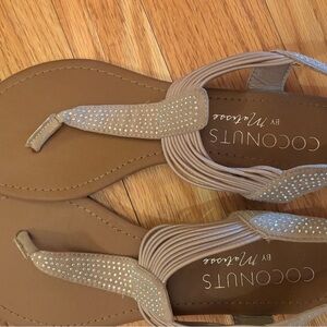 Coconuts by Matisse Beige Sandals with Rhinestones